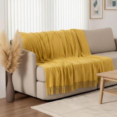 Imagem de Manta para Sofá Xale com Franja 2,40m Tricot Tear Mineiro 100% Algodão