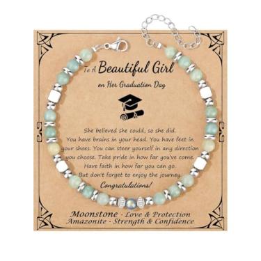 Imagem de Pulseira de contas para mulheres Amazonita Pedra da Lua, Presentes para Irmãs, Presentes para Mãe, Filha, Esposa, Amiga, Neta, One Size, Aço inoxidável, Sem Pedra Preciosa