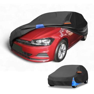Imagem de Partuto 1 peça capa universal para carro à prova d'água para todos os climas, automotiva, externa, anti-UV, proteção contra chuva e sol, cobertura externa completa 190T Polyeste preto azul adequado
