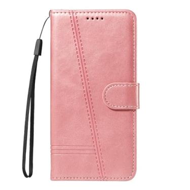 Imagem de Capa fina para Google Pixel 9/9 Pro/9 Pro XL, capa flip para cartão, couro liso com linhas estilo minimalista, capa de bolsa