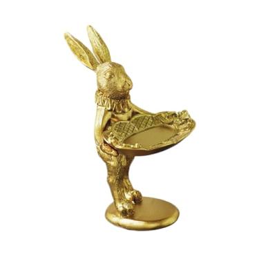 Imagem de Garneck Porta-joias retrô coelhinho bugiganga modelo de coelho adorno foto adereço dourado