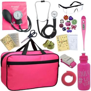 Imagem de Kit Enfermagem Academico Estetoscópio Aparelho de Pressão Bolsa Multi 