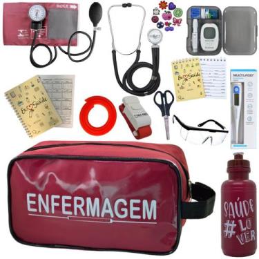 Imagem de Kit Enfermagem Aparelho Pressao Esteto Medidor Glicose Multi Premium, 