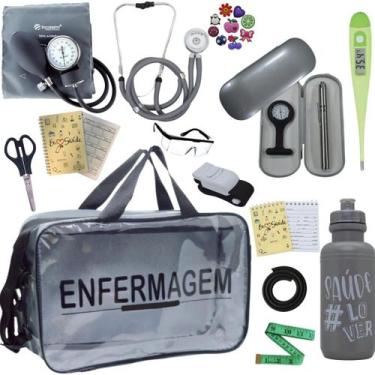 Imagem de Kit Enfermagem Top Cores Premium Completo Estagio Estetoscopio Aparelh