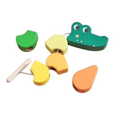 Imagem de JunZheHub Quebra-cabeça Portátil de Madeira com Contas para Encapar, Tema Animais, Ideal para Crianças em Idade Pré-escolar. Perfeito para Presentear.