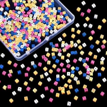 Imagem de Poen 500 minidados com caixa de plástico portátil, dados de jogo de cassino, dados pequenos de 6 lados, dados a granel de 5 mm, dados coloridos para festas noturnas de cassino, jogos de tabuleiro