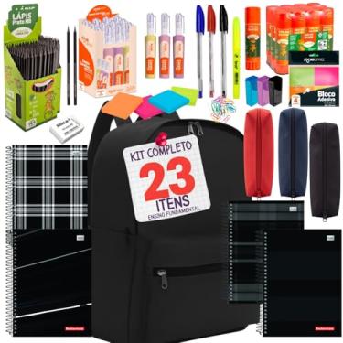 Imagem de Kit Escolar Completo 23 Itens com Mochila e Caderno 10 Matérias para Ensino Fundamental Médio e Faculdade