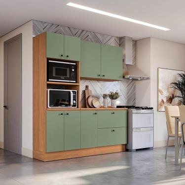 Imagem de Armário De Cozinha Compacta Torre Quente 190cm Canela/verde Frevo Pixel Kappesberg