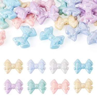 Imagem de FASHEWELRY 20 peças de contas de laço de acrílico coloridas 22 x 29 mm cores macaron contas grandes com laço, contas pastel estéticas focais a granel para canetas, chaveiro, pulseira, colar, brinco