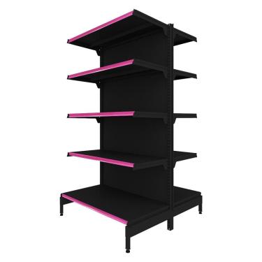 Imagem de Gôndola Prateleira Preta 5 Níveis 40x30 New Plus 1,70 Central Inicial pe Rosa - sa Gôndolas