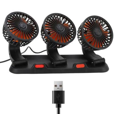 Imagem de Ventilador Triplo Usb Automotivo Carro Escritorio Mesa Escrivaninha Home Office 2 Modos Silencioso Verao Calor