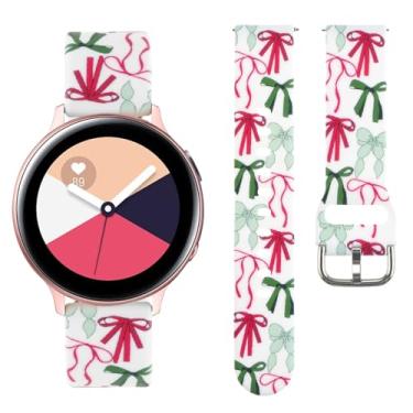 Imagem de Linda pulseira estampada com laço de leopardo compatível com Galaxy Watch 7 6 5 4/Active 2 de 40 mm e 44 mm/5 Pro/6 Classic de 47 mm/Watch 4 Classic, de silicone macio de 20 mm, design com padrão de