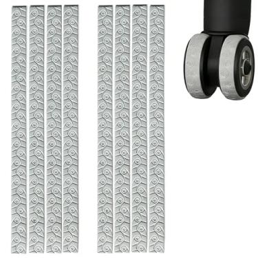 Imagem de EKIND 8 peças de protetores de roda cinza para bagagem, capas de silicone, antiruído, resistente ao desgaste, ajuste cortável, giratório, mala, mala de viagem, cadeira de escritório (padrão de carro