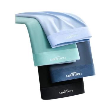 Imagem de Shorts Boxer De Seda Gelada Para Homens 4 Peças Roupa Íntima Respiráve