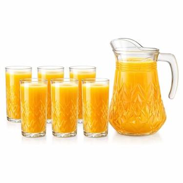Imagem de Conjunto Jarra com 6 Copos em Vidro Para Suco 1L / 250ml