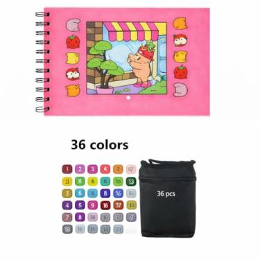 Imagem de Kit Marcadores Artísticos com Ponta Dupla 48 Cores + Livro de Colorir Capa Dura 50 Páginas, Canetinhas à Base de Álcool, Ambidestro, Múltiplas Cores (36, Rosa)