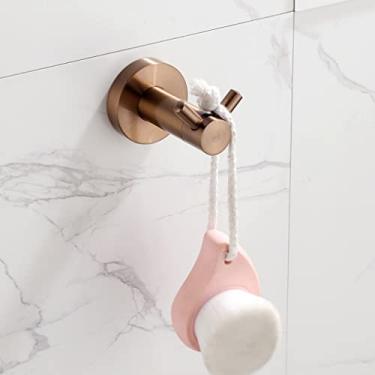 Imagem de HHHJQFAAT Kit de acessórios de banheiro, toalheiro de ouro rosa escovado, escova de vaso sanitário, rack de lenços, gancho de casaco, anel de toalha, cesta de armazenamento banheiro (cor: anel de
