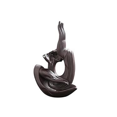 Imagem de Suporte de incenso Zen Decor Queimador de incenso de refluxo Suporte de incenso de cerâmica bergamota ornamento de aromaterapia decoração de casa melhor presente aromaterapia (cor: A)