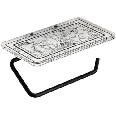 Imagem de Suporte de papel higiênico adesivo com padrão francês, suporte de armazenamento prático para cafeterias, suporte de papel higiênico montado na parede, perfurador/sem perfuração (A)