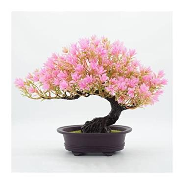 Imagem de SLGGPJBU Bonsai artificial de plantas artificiais, decoração de plantas pequenas falsas, planta em vaso falso para sala de estar, casa, mesa, banheiro, quarto, escritório, bonsai, pinheiro