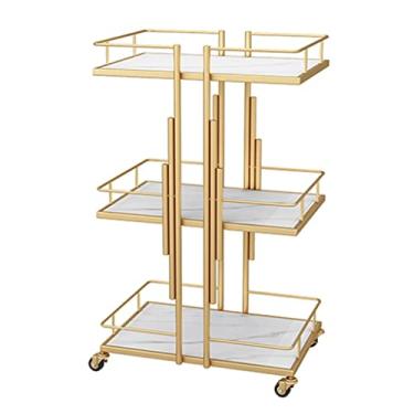 Imagem de Carrinho de armazenamento de salão com rodinhas de metal de 3 níveis com rodas bloqueáveis prateleiras de armazenamento organizador de carrinho de banheiro para spa de beleza, cosmetologia, tatuagem