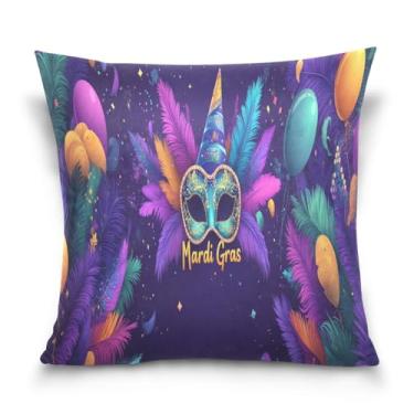 Imagem de Blueangle Capas de almofada de máscara colorida de carnaval - 50 x 50 cm, decoração de férias de fazenda para sofá de casa (212)