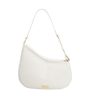 Imagem de Bolsa Feminina Leopoldine Couro Legítimo Off White com Zíper e Bolso Interno-Feminino