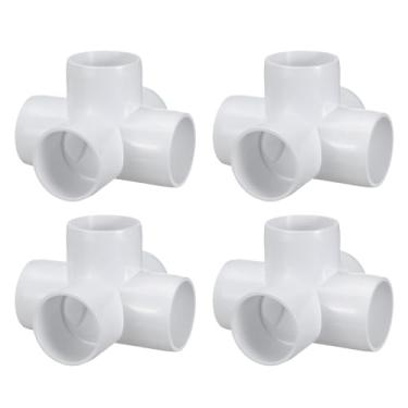 Imagem de DTGN 4 peças de encaixe de PVC de cotovelo de 1,27 cm, encaixe de tubo de PVC de grau cruzado de 5 vias, SCH40, conector de cotovelo de canto DIY para móveis de construção, conexão de estrutura de