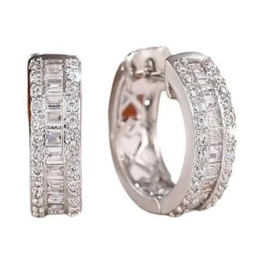 Imagem de Brincos De Argola Femininos Modernos Com Zircônia Cúbica, Design Simpl