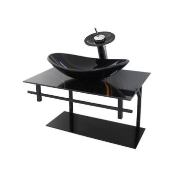 Imagem de Gabinete de vidro para banheiro 60cm ap slim marmorizado - Cubas E Gab