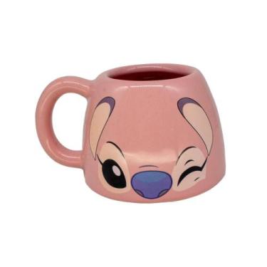 Imagem de Caneca Ornamento Decorativo 450ml Stitch Angel Disney Cerâmica Geek Zo