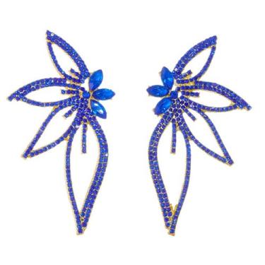 Imagem de Brincos de strass para mulheres, brincos de cristal para noivas, brincos de gota brilhantes, vestidos de festa de formatura e casamento para convidadas para mulheres, Adjustable, Metal, Sem pedra