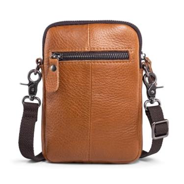 Imagem de katloo Bolsa Transversal De Couro Legítimo Katloo, Carteira Para Celular, Ombro Homens E Mulheres, Compatível Com Iphone 16 Pro Max, 15, 14, Samsung Galaxy S24 Ultra S23 (Marrom)