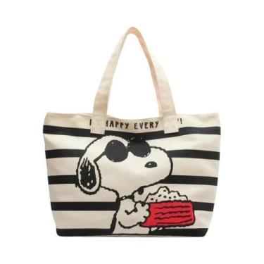 Imagem de Bolsa De Lona De Grande Capacidade Com Design Do Snoopy Para Estudante