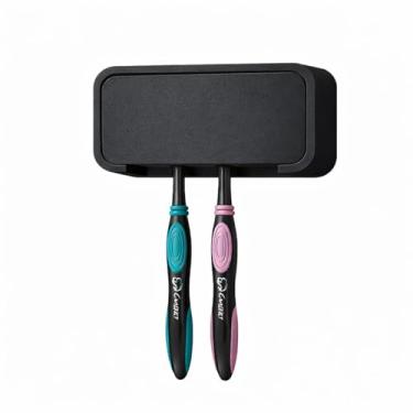 Imagem de Porta Escovas de Dente de Parede Sem Furo Preto – Suporte para até 4 Escovas