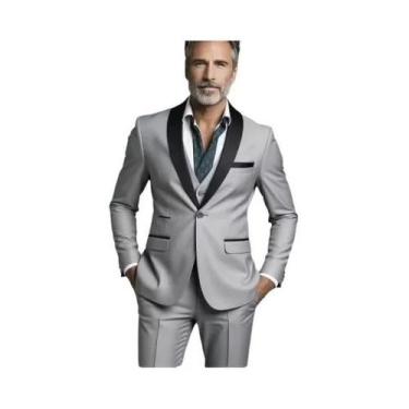 Imagem de Terno Slim Fit Masculino Preto E Branco De Tamanho Grande Em Três Peça