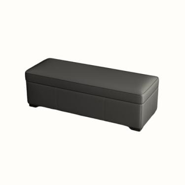Imagem de Baú De Armazenamento Banco De Armazenamento Sapatos De Entrada Para Sala De Estar Quarto Material De Couro Pés De Banquinho Resistentes(Dark gray,90x40x40cm)