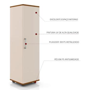 Imagem de Armário Organizador Multiuso para Cozinha, Lavanderia, Sapateira - Móveis Multiuso com 1 Porta e 2 Prateleiras(Off White Freijó)
