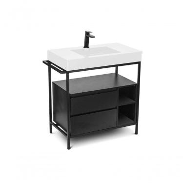 Imagem de Gabinete Banheiro Ferro Steel Wood 80x45cm Branco Fosco