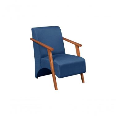 Imagem de Poltrona Venus 1 Lugar Braço Madeira Maciça Tecido Suede Unidecor Azul Bic