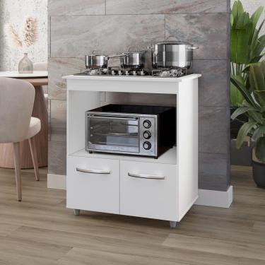 Imagem de Balcão Para Cooktop 2 Portas Armário De Cozinha Elisa - Ssx Multicoisas Branco Tampo 5 Bocas