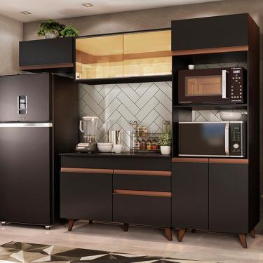 Imagem de Cozinha Completa Reims com Armário e Balcão Preto Madesa