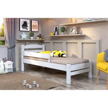 Imagem de Cama Solteiro c/ Grade de Proteção Madeira Maciça Cor Branca