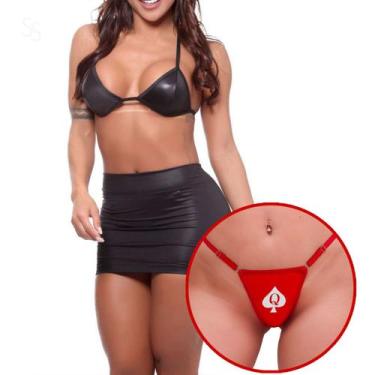 Imagem de Kit Hotwife Top Mini Saia Cirrê Gargantilha Choker e Calcinha Dama Hot