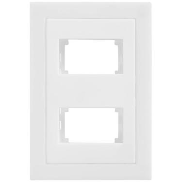 Imagem de Placa 4x2 Para 2 Módulos com Suporte Cinza Fosco Ekc30000-38 Dicompel Placa 4x2 2 Modelos com S