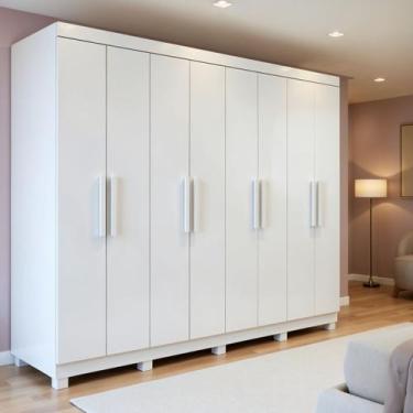 Imagem de Guarda-roupa 8 Portas 4 Gavetas com Pé Andara Soft - Móveis Lopas