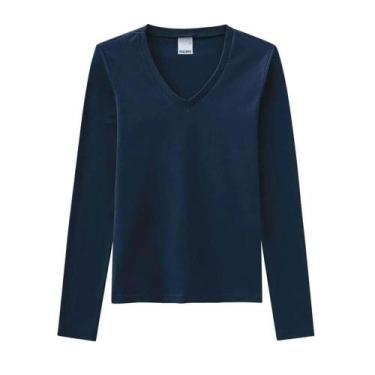 Imagem de Camiseta Manga Longa Malwee 1000026292 Azul, G, Marinho