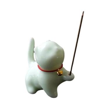 Imagem de Queimador De Incenso De Cerâmica Em Formato De Gato Mini Fofo, Suporte