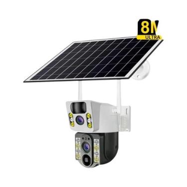 Imagem de Câmera Solar Sem Fio 4K 8MP Com Lente Dupla, Sim 4G, Wifi Externa, Vis