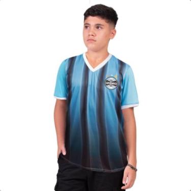Imagem de Camiseta Grêmio Oficial Esportiva Juvenil Gola V - Surf Center, Azul, 